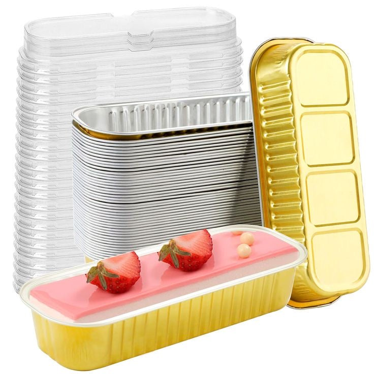 Envase rectangular dorado c/tapa - 6 unidades