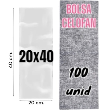 Bolsa Celofan 20x40 - Bolsa Polipropileno 100 unidades