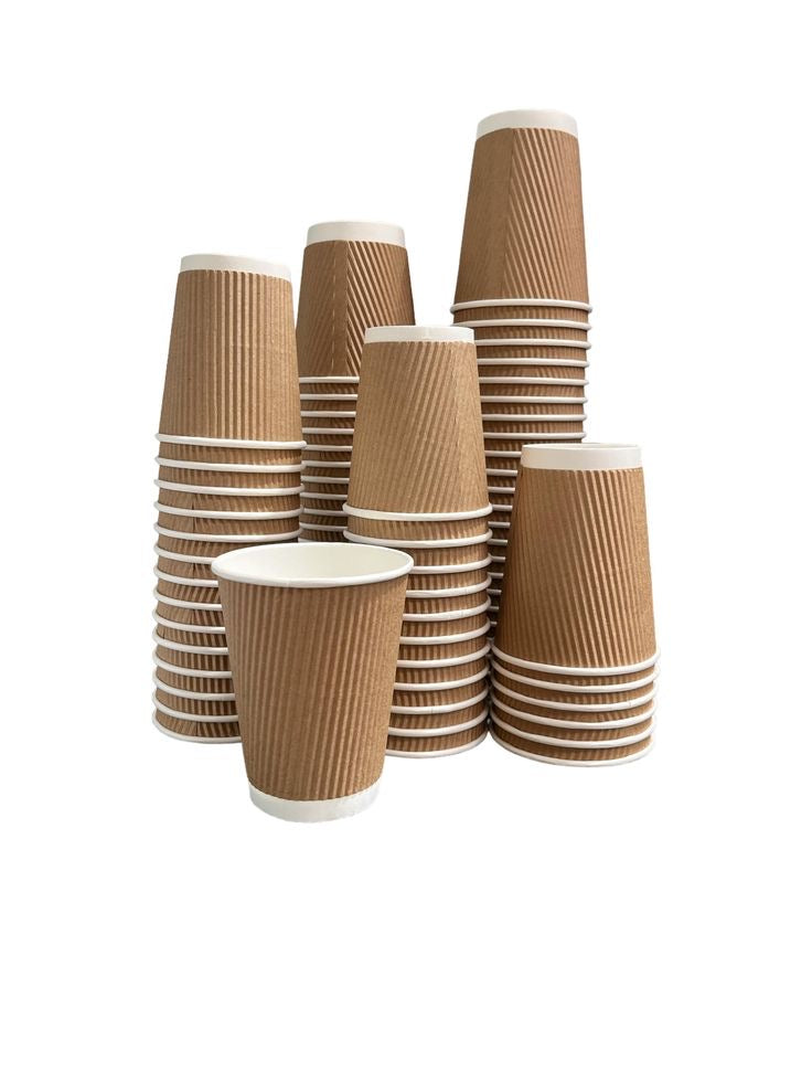 Vaso corrugado 12 oz Kraft - 25 unidades (sin tapa)