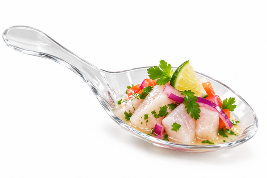 Cuchara acrílica para degustación ceviche - 50 unid