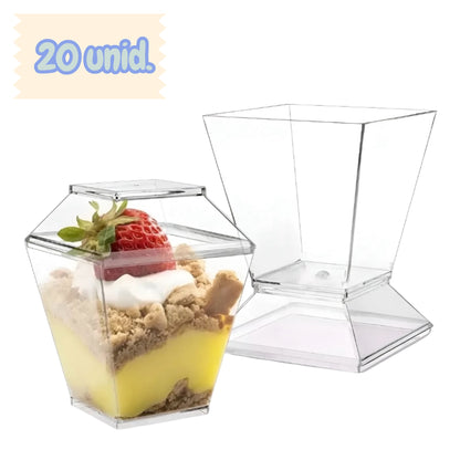 Pote acrílico cuadrado c/tapa 220ml - 20 unidades