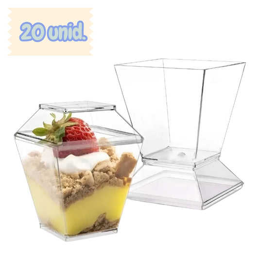 Pote acrílico cuadrado c/tapa 220ml - 20 unidades